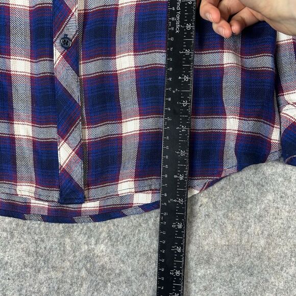Rails Top Womens Small Button Down Plaid Red Blue Shirt Rayon Flannel Casual - Picture 4 of 9